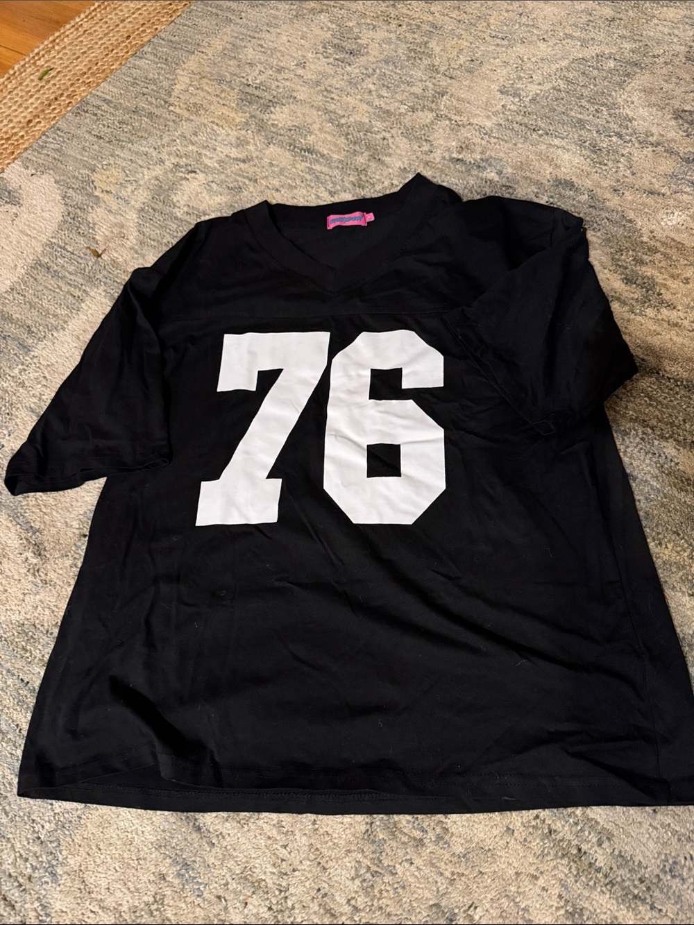 Like New Edited Black Short Sleeve Tee with White '76' Graphic 🌸🌸🌸